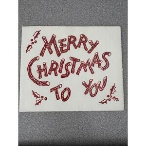 Vintage Merry Christmas card Mid Century 1950s Red Candy Cane Greeting